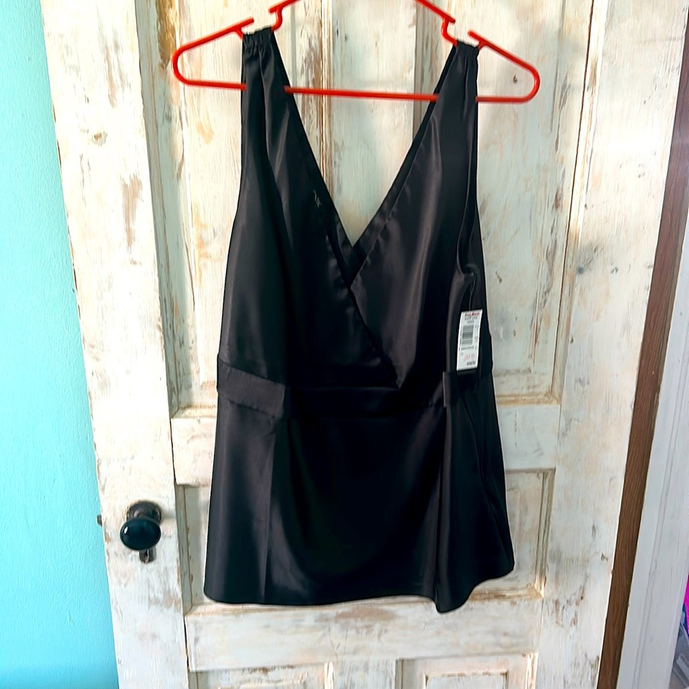 Black polyester satin tank